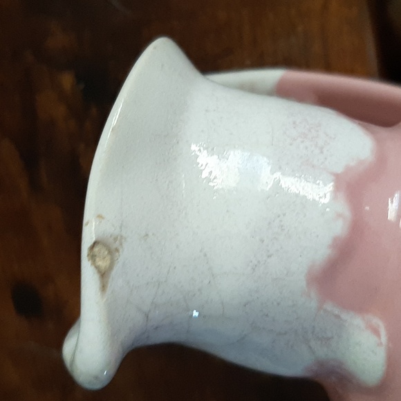 Hand Made Dripped Glaze Pink and White Pitcher - Picture 2 of 7